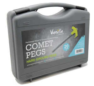 Vanilla Leisure Comet Drill Top Screw Pegs 20 Pack with Free Case for Hard Ground-Tamworth Camping