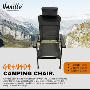 Granada 3D Mesh Multi Position Reclining Chair and Matching Folding Footrest-Tamworth Camping