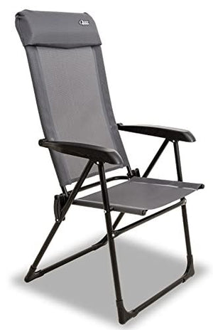 Hygrove Lightweight Folding 4 Position Recliner Textilene Chair (Grey)-Tamworth Camping