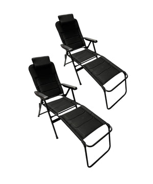 Granada 3D Mesh Multi Position Reclining Chair and Matching Folding Footrest-Tamworth Camping