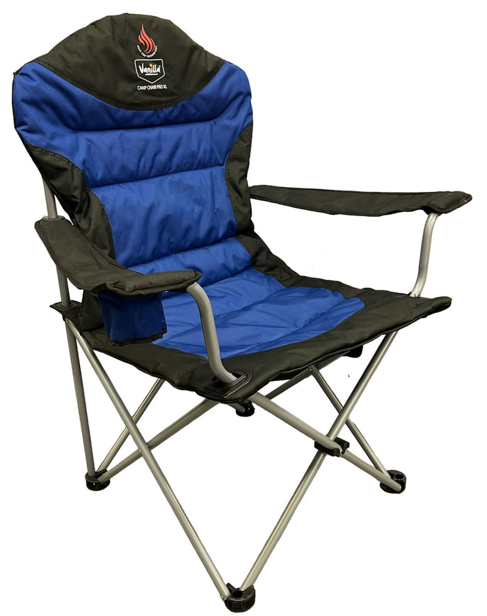 Vanilla Leisure Camp Chair Pro XL (Blue) Folding Outdoor Chair with Heated Seat and Back