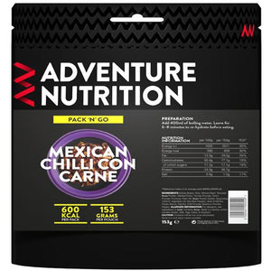 Adventure Nutrition Pack & Go Mexican Chilli Con Carne 600 Kcal (Single)-Tamworth Camping