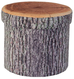 Log design ottoman seat and storage-Tamworth Camping