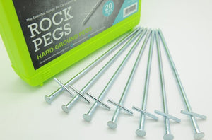 Vanilla Leisure Rock Pegs 23cm Long Pack of 20 with Free Case-Tamworth Camping