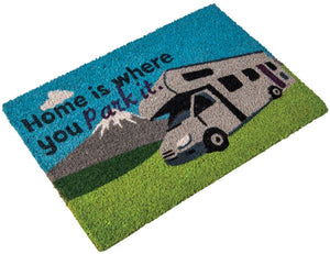 Heavy duty coir Home is where you park it (motor home) mat-Tamworth Camping