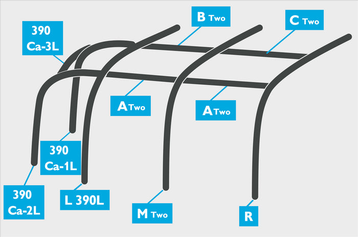 Replacement Air Poles for Kampa Dometic Rally AIR 390 Plus L/H - Sloped Roof