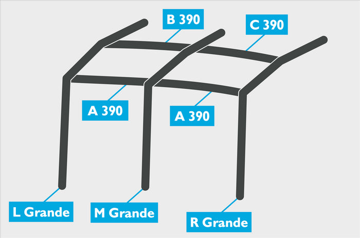 Replacement Air Poles for Kampa Dometic Rally AIR 390 Grande - Dual Pitch Roof