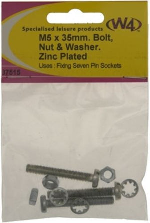 W4 M5 x 35mm Bolt, Nut & Washer Zinc-Tamworth Camping