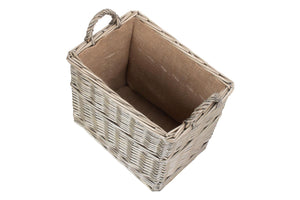 Vanilla Leisure Small Rectangular Lined Wicker Log / Storage Basket-Tamworth Camping