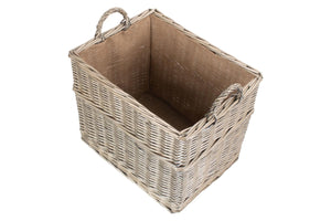 Vanilla Leisure Large Rectangular Lined Wicker Log / Storage Basket-Tamworth Camping