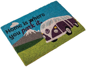 Heavy duty coir Home is where you park it (camper van) mat-Tamworth Camping