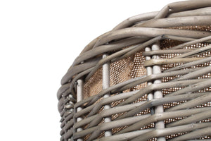 Vanilla Leisure Tapered Round Grey Lined Log Basket with integral handles and Hessian lining - Hand Crafted and Ethically Sourced - Antique wash finish willow.-Tamworth Camping