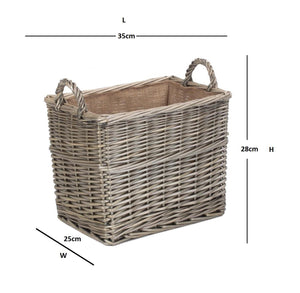 Vanilla Leisure Small Rectangular Lined Wicker Log / Storage Basket-Tamworth Camping