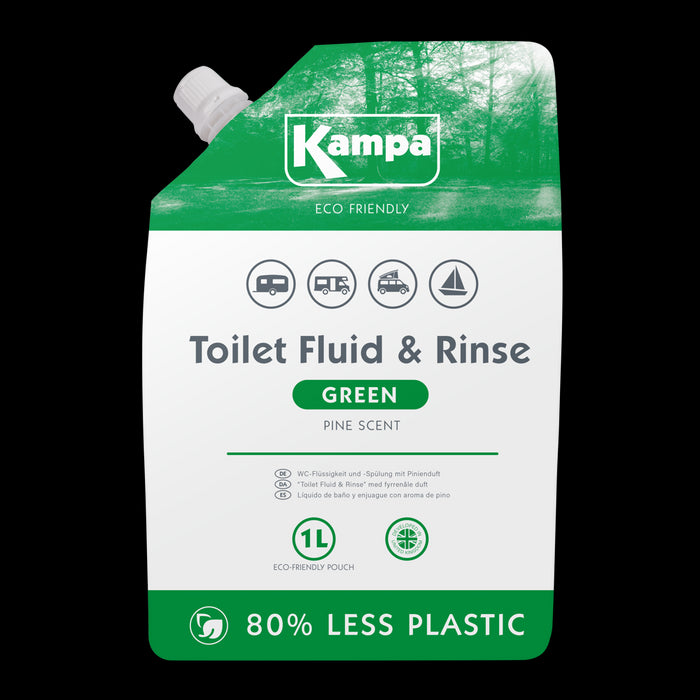 Kampa Eco Friendly Green Toilet Fluid & Rinse 1L Pouch