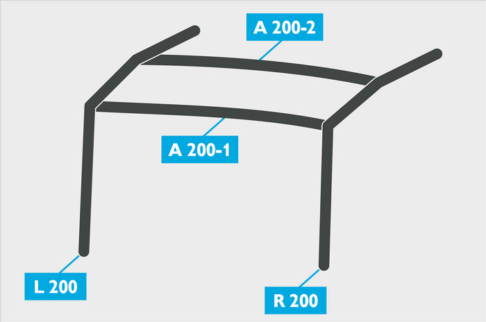 Replacement Air Poles for Kampa Dometic Rally AIR 200 - Pro, Dual Pitch Roof