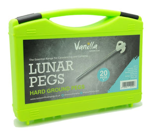 Vanilla Leisure Lunar Glow in the Dark 20 Rock Pegs with Free Case-Tamworth Camping