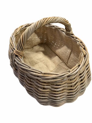Vanilla Leisure Grey Rattan Market Basket - Hand Crafted Hessian Lining-Tamworth Camping