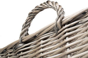 Vanilla Leisure Set of 3 Rectangular Hessian Lined Wicker Log Storage Baskets-Tamworth Camping