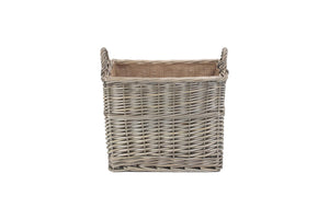 Vanilla Leisure Small Rectangular Lined Wicker Log / Storage Basket-Tamworth Camping