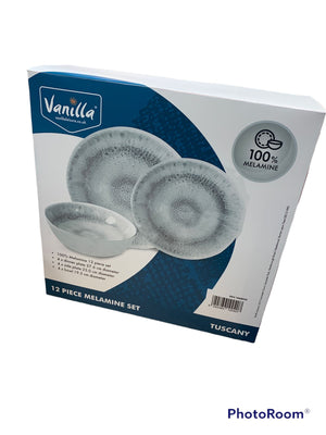 Vanilla Leisure Tuscany 12 Piece Melamine Dinner Set-Tamworth Camping