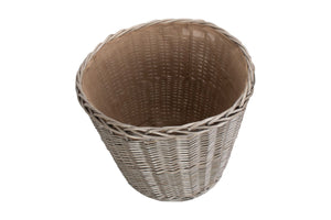 Vanilla Leisure Tapered Round Grey Lined Log Basket with integral handles and Hessian lining - Hand Crafted and Ethically Sourced - Antique wash finish willow.-Tamworth Camping