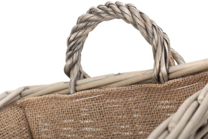 Vanilla Leisure Small Rectangular Lined Wicker Log / Storage Basket-Tamworth Camping