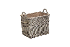 Vanilla Leisure Small Rectangular Lined Wicker Log / Storage Basket-Tamworth Camping