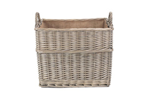 Vanilla Leisure Large Rectangular Lined Wicker Log / Storage Basket-Tamworth Camping