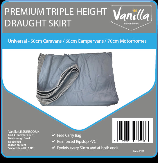 Vanilla Leisure Premium Triple Fit Universal Awning Draught Skirt for Caravans Campervans and Motorhomes