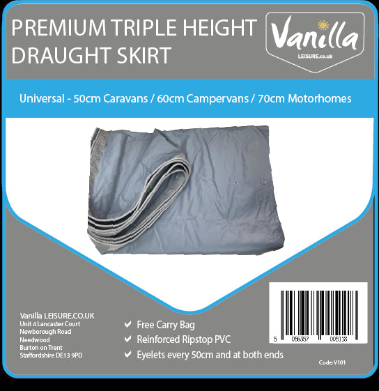 Vanilla Leisure Premium Triple Fit Universal Awning Draught Skirt for Caravans Campervans and Motorhomes