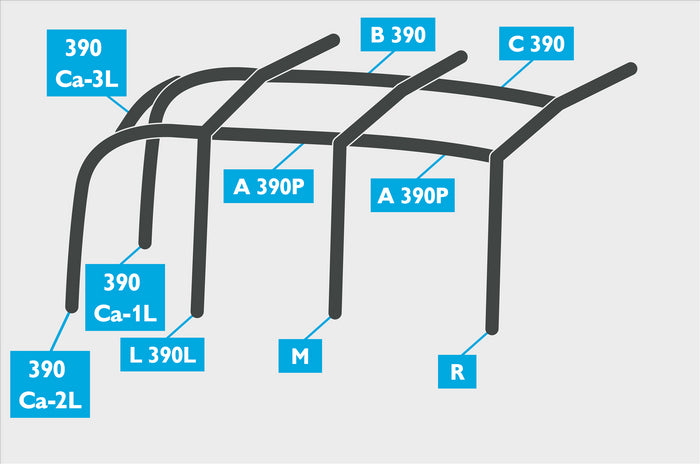 Replacement Air Poles for Kampa Dometic Rally AIR 390 Plus - L/H, Dual Pitch Roof